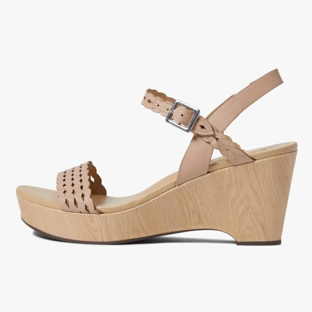 NATURALIZER CARLITA WOMENS LEATHER ANKLE STRAP WEDGE SANDAL